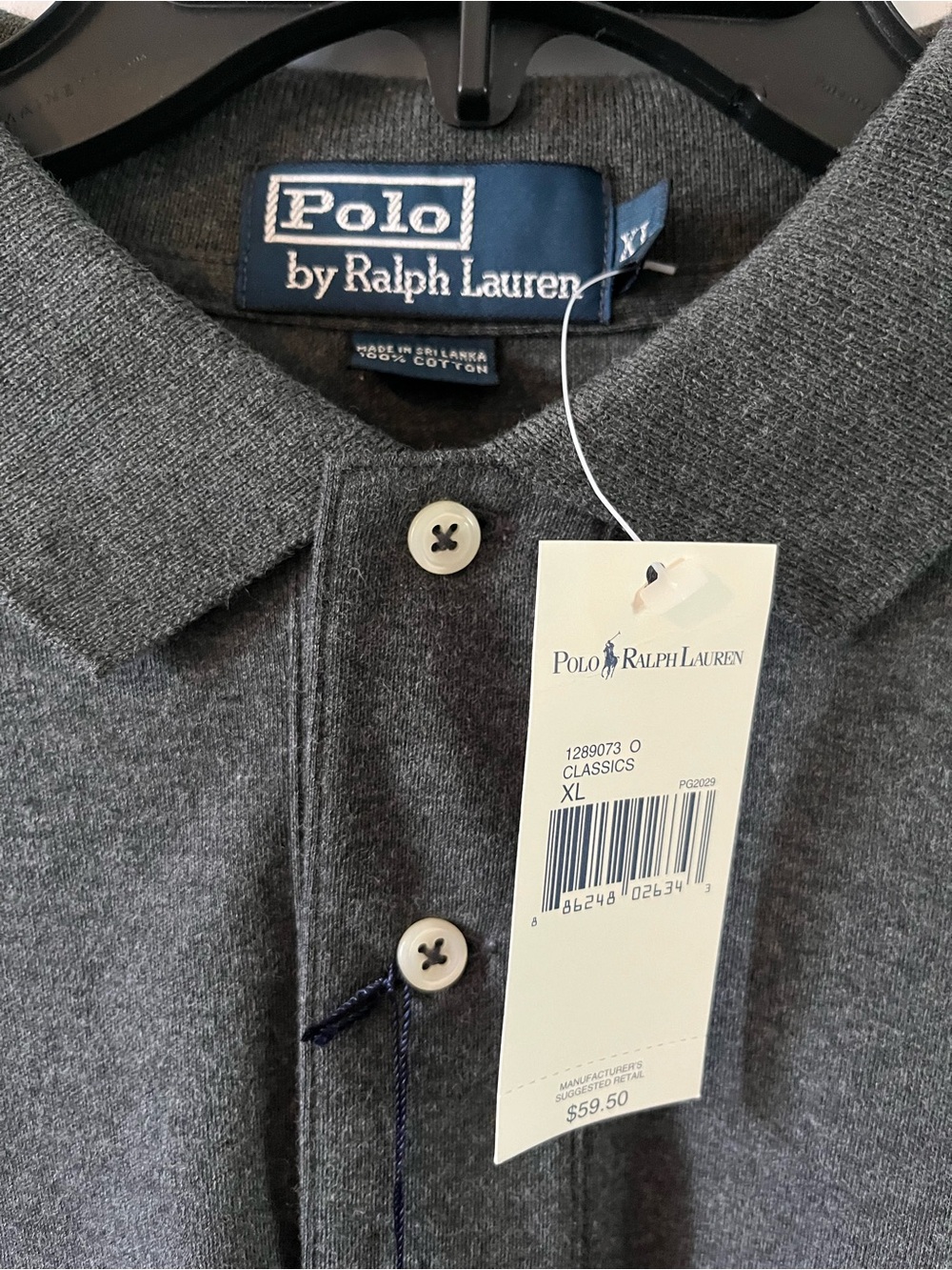 Ralph Lauren Men's Dark Gray Polo with Purple Pony NWT - Picture 2 of 5